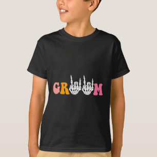 Halloween bruidegom bruid skelet hand bruiloft bac t-shirt
