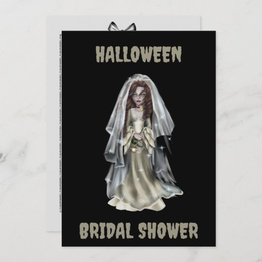 Halloween bruids douche uitnodiging Spooky bruid (Voorkant / Achterkant)