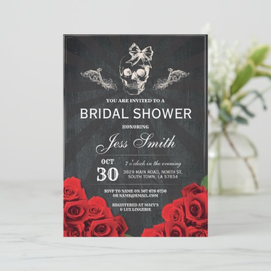 Halloween Bruidsfeest Borrelparty Rozen Bloemen Ui Kaart (Staand voorkant)