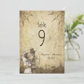 Halloween Bruidstafel nummer Skelet Koppel Kaart (Staand voorkant)