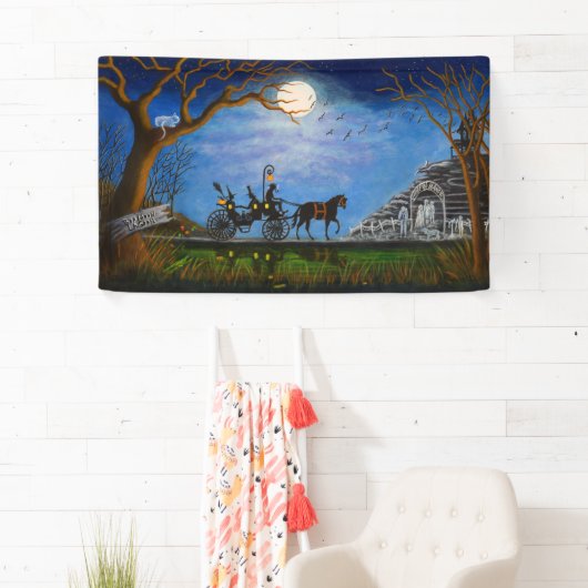 Halloween bruiloft banner, heks en tovenaar spandoek (Insitu)