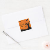 Halloween bruiloft dank u enge boom vierkante sticker (Envelop)
