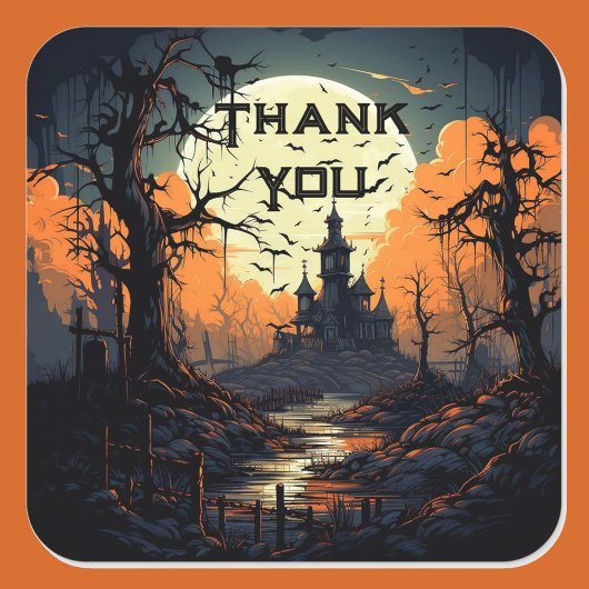 Halloween bruiloft dank u enge volle maan vleermui vierkante sticker