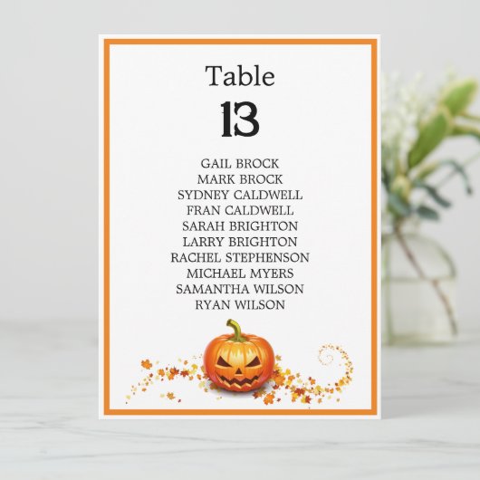 Halloween Bruiloft Enge Boom Tafel Zittingkaart (Staand voorkant)