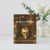 Halloween Bruiloft, Goth, Schedel, Uitnodiging op (Staand voorkant)