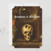 Halloween bruiloft Gothic, schedel, spinnen uitnod Kaart (Voorkant)