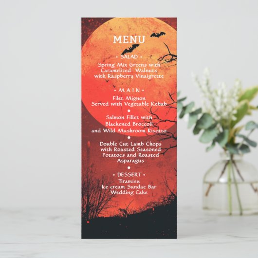 Halloween bruiloft Jubileum verjaardagsfeest Menu (Staand voorkant)