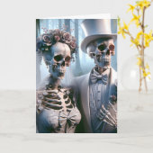 Halloween bruiloft paar kaart (Gele Bloem)