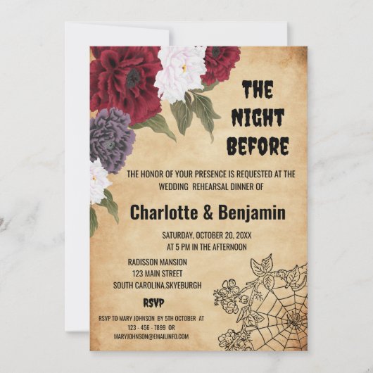  Halloween bruiloft repetitie diner Kaart (Voorkant)