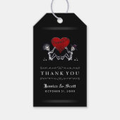 Halloween bruiloft skeletten & hart dank u cadeaulabel (Voorkant)