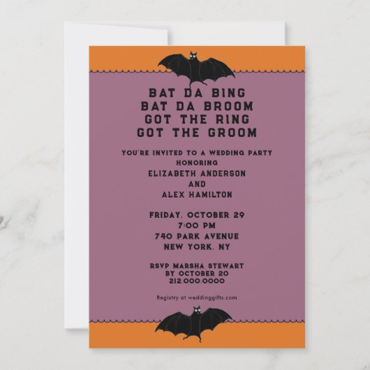 Halloween bruiloftsshower uitnodiging (Voorkant)