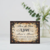 Halloween Bruin Gothic LOVE Save Date Briefkaart (Staand voorkant)
