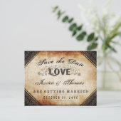 Halloween Bruin Gothic LOVE Save Date Briefkaart (Staand voorkant)