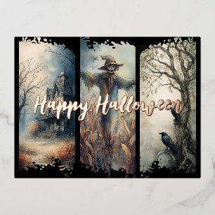 Halloween Brushstroke Triptych Folie Feestdagen Briefkaart