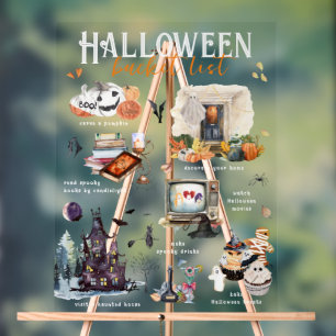 Halloween Bucket List   Waterverf Illustraties Acryl Bord