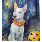 Halloween Bull Terrier met pompoenen eng Douchegordijn (Voorkant)