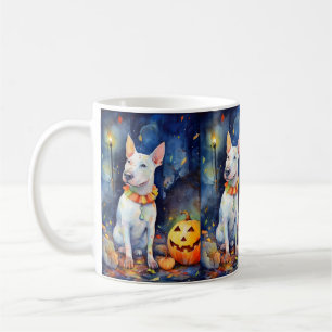 Halloween Bull Terrier met pompoenen eng Koffiemok