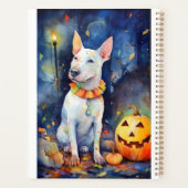 Halloween Bull Terrier met pompoenen eng Planner (Achterkant)