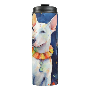 Halloween Bull Terrier Met Pompoenen Eng Thermosbeker