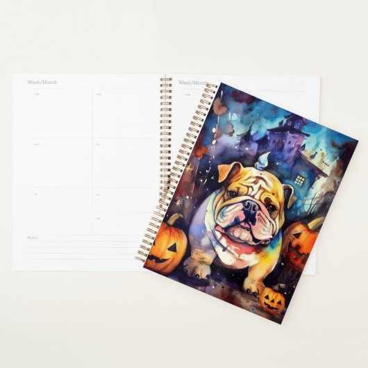 Halloween Bulldog avec la peur Citrouille (Devant avec enveloppe)
