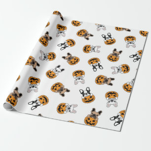 Halloween Bulldog en Pumpkins Pattern Cadeaupapier