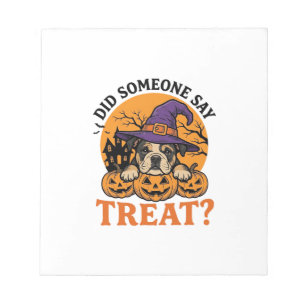 Halloween Bulldog Heks Hond Treat Vintage T-shirt  Notitieblok