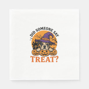 Halloween Bulldog Heks Hond Treat Vintage T-shirt Servet