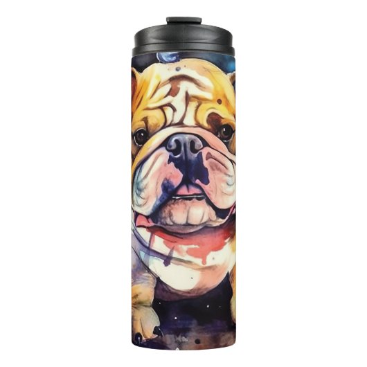 Halloween Bulldog met pompoenen eng Thermosbeker (Voorkant)
