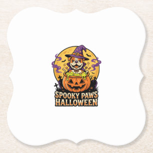 Halloween Bulldog Pompoen Nacht Kartonnen Onderzetters