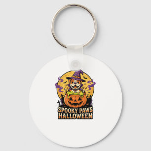 Halloween Bulldog Pompoen Nacht Sleutelhanger