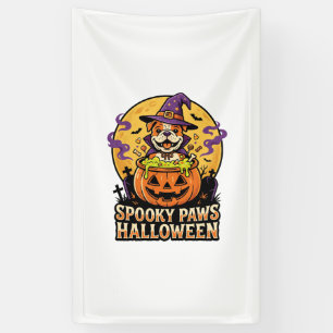 Halloween Bulldog Pompoen Nacht Spandoek