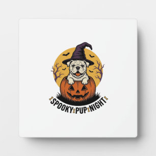 Halloween Bulldog-shirt met vintage pompoen hond A Fotoplaat