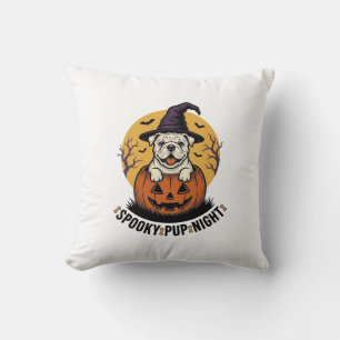 Halloween Bulldog-shirt met vintage pompoen hond A Kussen