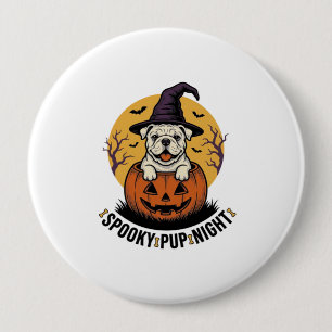 Halloween Bulldog-shirt met vintage pompoen hond A Ronde Button 4,0 Cm