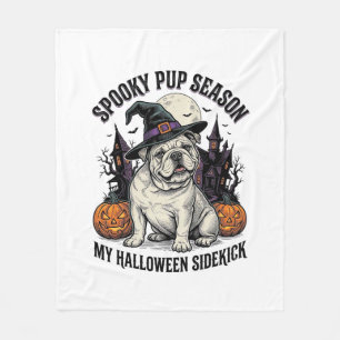 Halloween Bulldog T-shirt Schattige Heks Hond Vint Fleece Deken