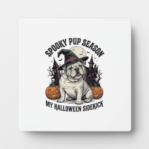 Halloween Bulldog T-shirt Schattige Heks Hond Vint Fotoplaat