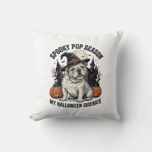 Halloween Bulldog T-shirt Schattige Heks Hond Vint Kussen