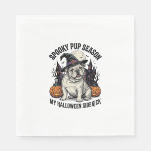 Halloween Bulldog T-shirt Schattige Heks Hond Vint Servet
