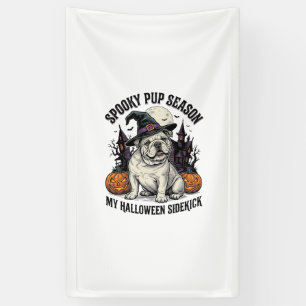 Halloween Bulldog T-shirt Schattige Heks Hond Vint Spandoek