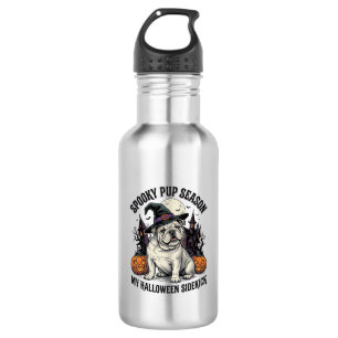 Halloween Bulldog T-shirt Schattige Heks Hond Vint Waterfles