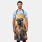 Halloween bullmastiff met pompoenen eng schort (Gedragen)