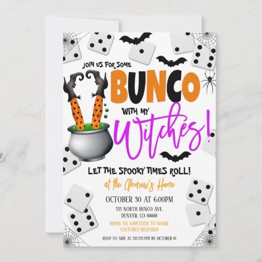 Halloween Bunco avec mon sorcière Invitation (Devant)