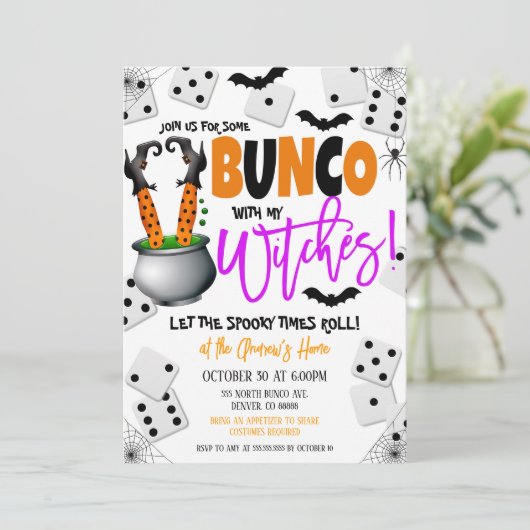 Halloween Bunco avec mon sorcière Invitation (Debout devant)
