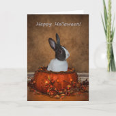 Halloween Bunny in een Wicker Pumpkin Kaart (Voorkant)