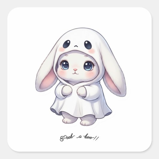 Halloween Bunny Vierkante Sticker (Voorkant)