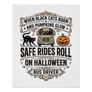 Halloween Buschauffeur Spooky Vintage Gravure Shir Perfect Poster