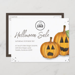 Halloween Business Promotion Pumpkins QR Code Briefkaart