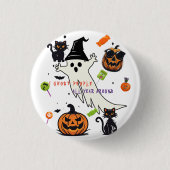 Halloween Buttonnen, griezelig ik spook mensen zwa Ronde Button 3,2 Cm (Voorkant)