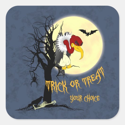 Halloween Buzzard Vierkante Sticker (Voorkant)