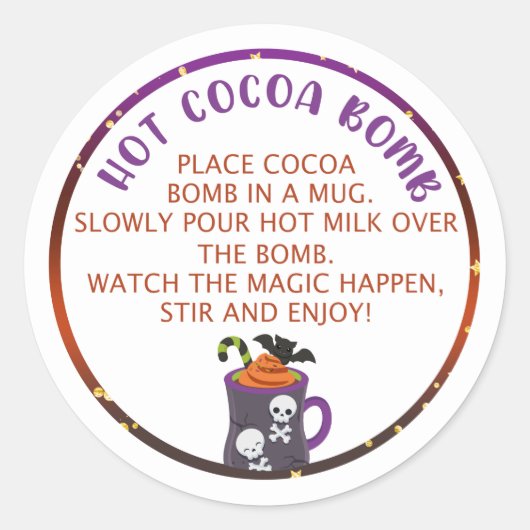 HALLOWEEN Cacaombom-labels, HALLOWEEN CUP Ronde Sticker (Voorkant)